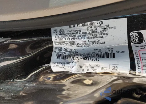 2011 Ford Fusion Sel из США, поврежденный, VIN 3FAHP0JG9BR172045